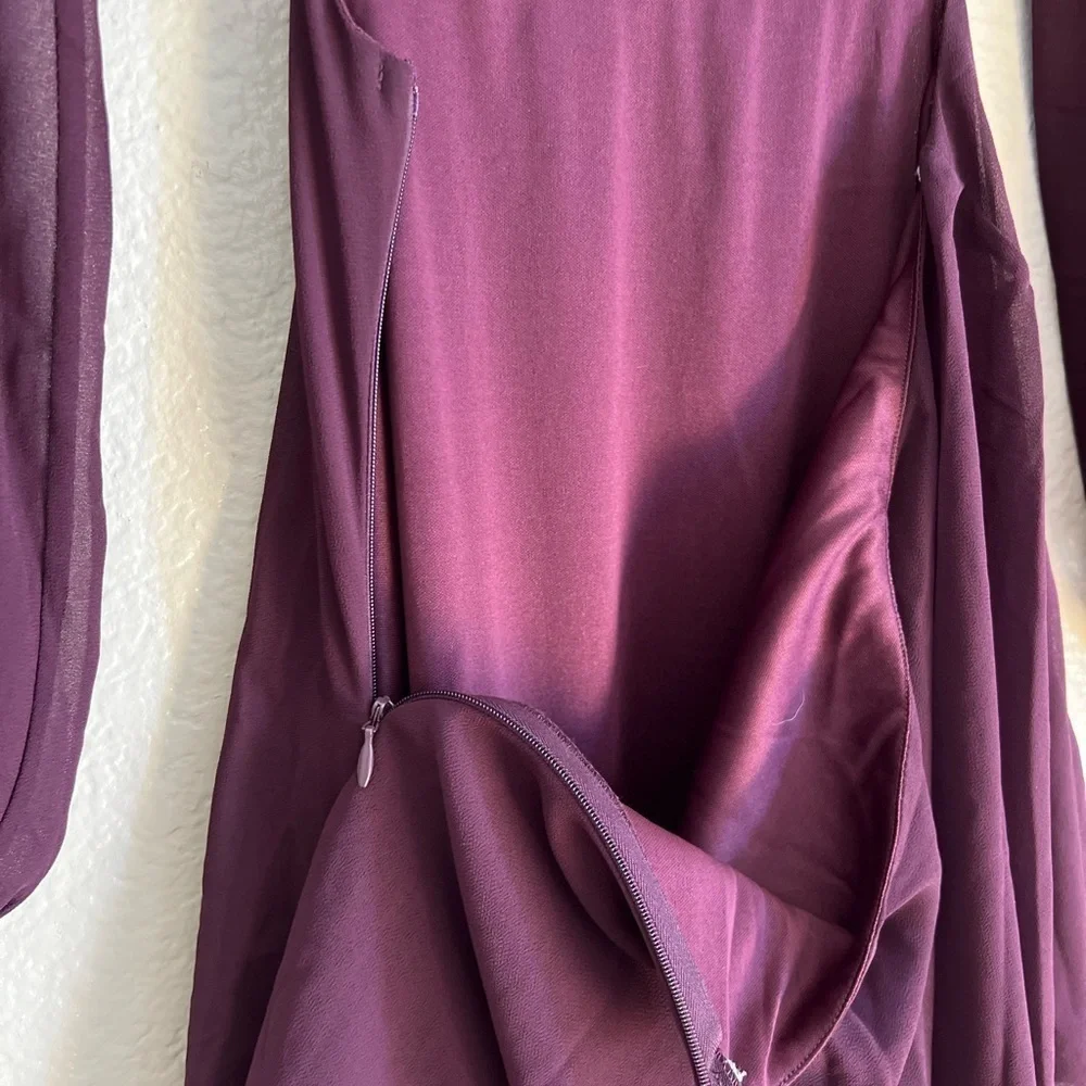 NWOT Garden Bliss Plum Purple Cutout Long Sleeve Tiered Maxi Dress - Picture 8 of 9